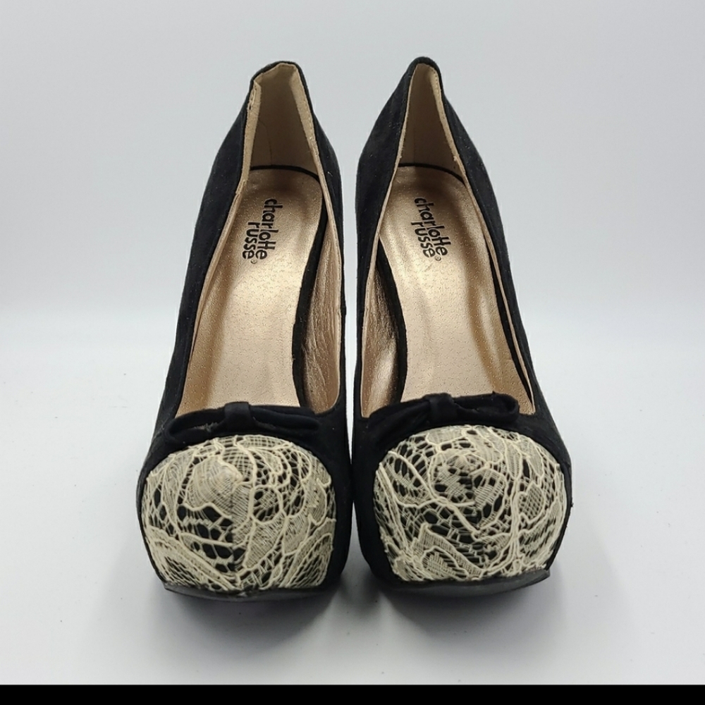 Charlotte Russe lace toe black heels